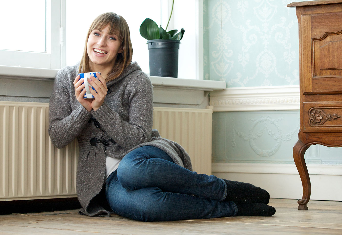 One of our happy customers with her repaired central heating.
